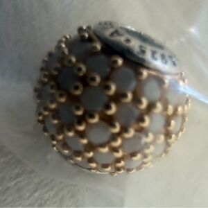 Pandora Essence 14k Gold and White Zirconia Beaded Charm